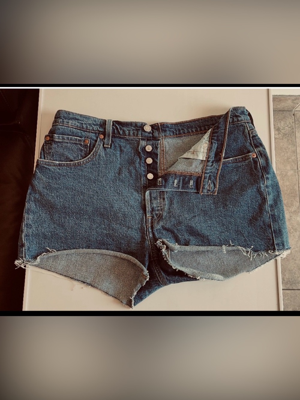 Levi's Dark Blue Denim Cutoff Shorts